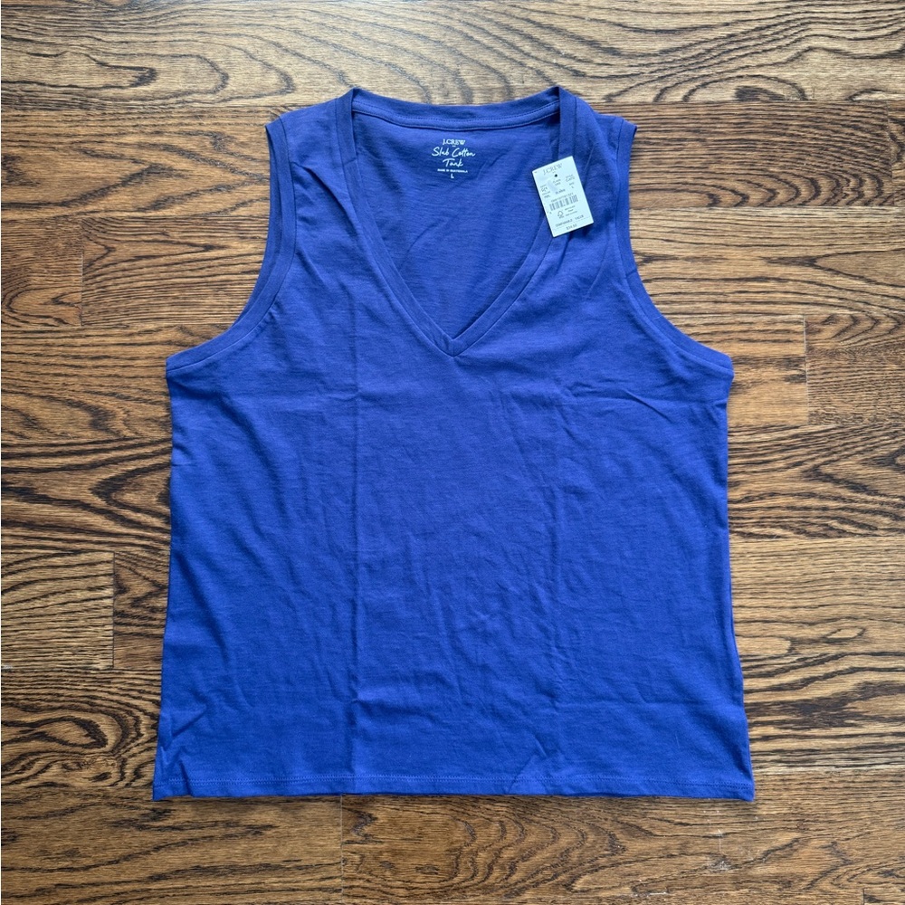 J. Crew Royal Purple Blue V-Neck Slub Cotton TankTank Top